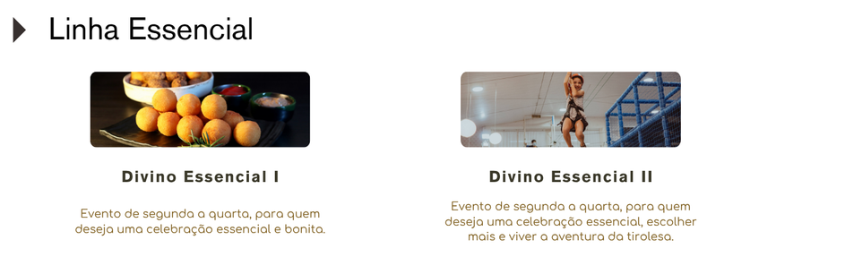 Cardápio da Linha Essencial: Divino Essencial I e Divino Essencial II